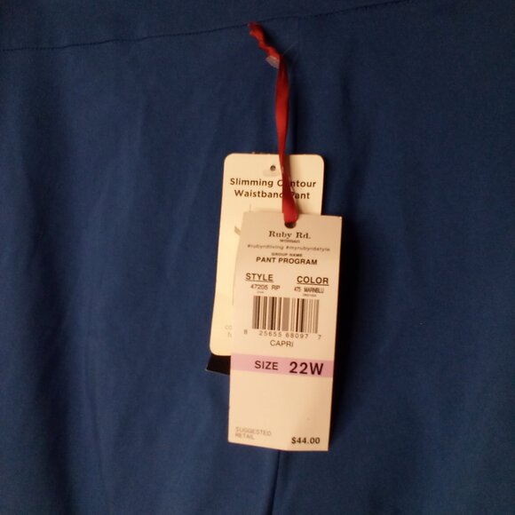 Ruby Rd Capri Pants Women 22W 22 Slimming Contour Waistband Blue - Picture 14 of 14